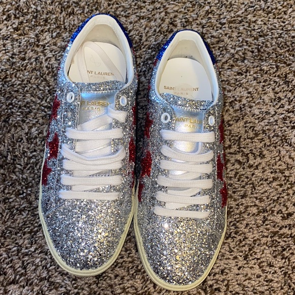 Womens Saint Laurent red blue and silver sneakers . - Picture 1 of 7